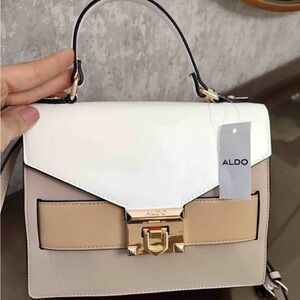 Aldo nude top handle buckle purse